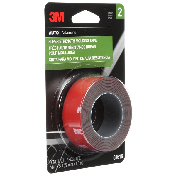 3M Super Strength Molding Tape, 7/8 in x 5 ft, 6PK - 03615SRP