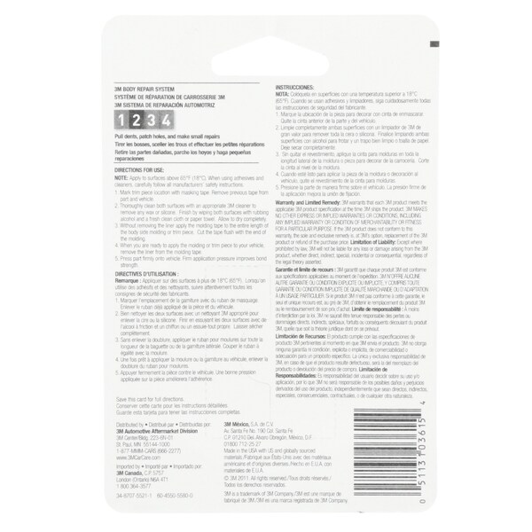 3M Super Strength Molding Tape, 7/8 in x 5 ft, 6PK - 03615SRP