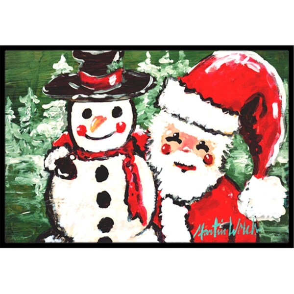 Jensendistributionservices Friends Snowman And Santa Claus Indoor Or Outdoor Mat 24 x 36 In. - MI2555047