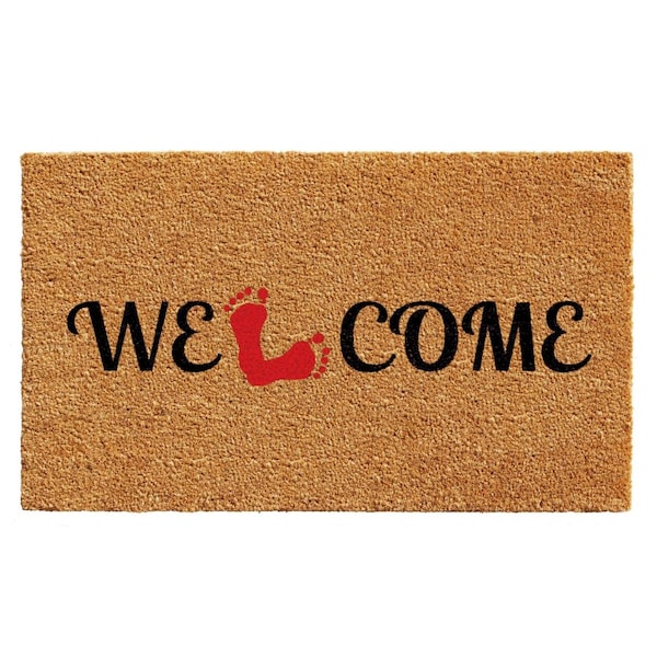 Configuracion 17 x 29 in. Welcome Feet Rectangular Doormat - Natural Black & Red - CO3361355