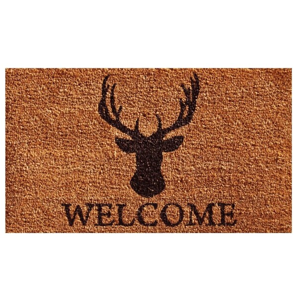 Configuracion 17 x 29 in. Deer Welcome Rectangular Doormat Natural & Black - CO3357272