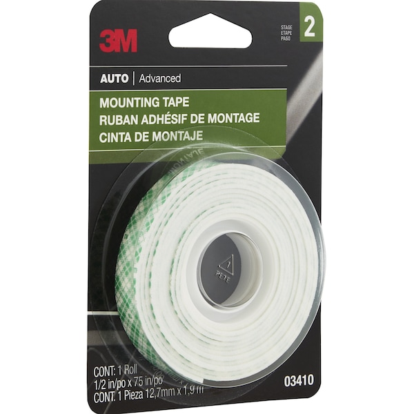 3M Mounting Tape, 03410, 1/2 in x 75 in, 24PK - 3410