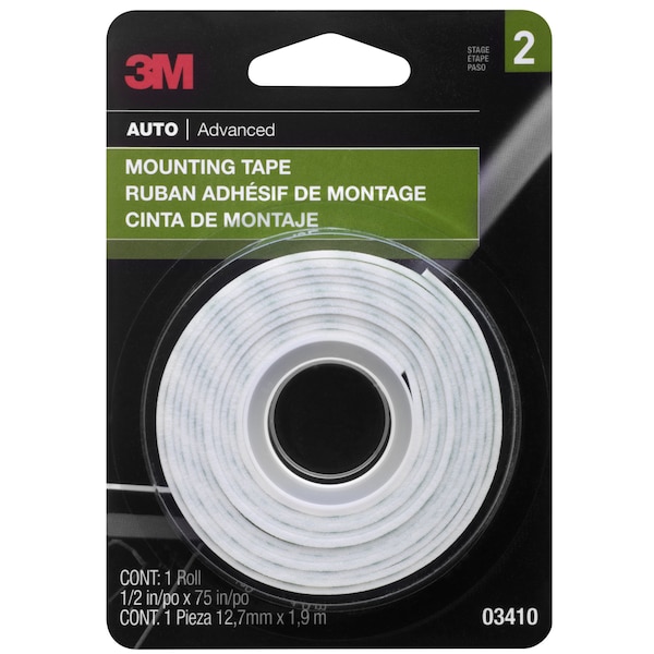 3M Mounting Tape, 03410, 1/2 in x 75 in, 24PK - 3410