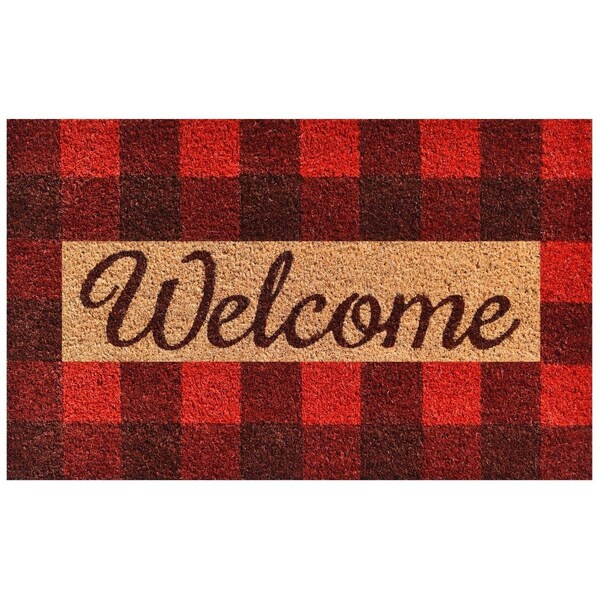 Configuracion Pretty in Plaid Rectangular Doormat Red & Natural 17 x 29 in. - CO3366309