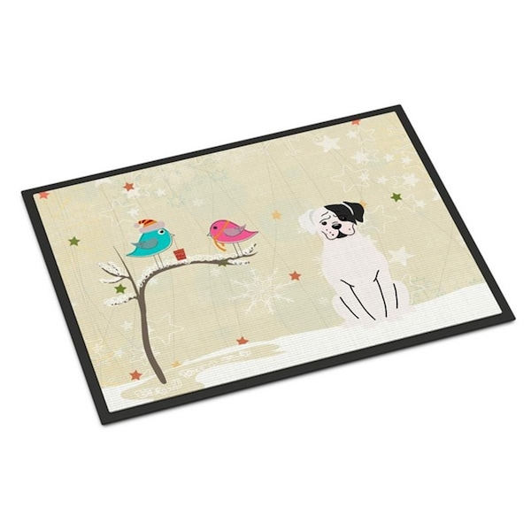 Jensendistributionservices Christmas Presents Between Friends White Boxer Cooper Indoor or Outdoor Mat, 18 x 0.25 x 27 in. - MI2549673