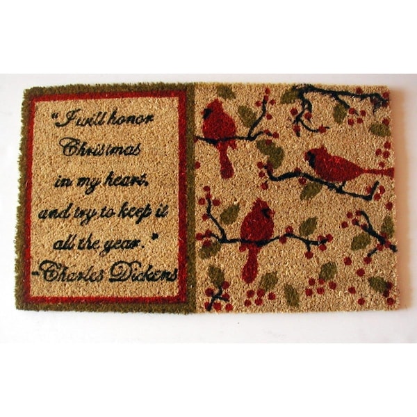 Geo Crafts 18 x 30 in. Vinyl PVC Backed Bleach Printed Christmas Coco Doormat - GE132134