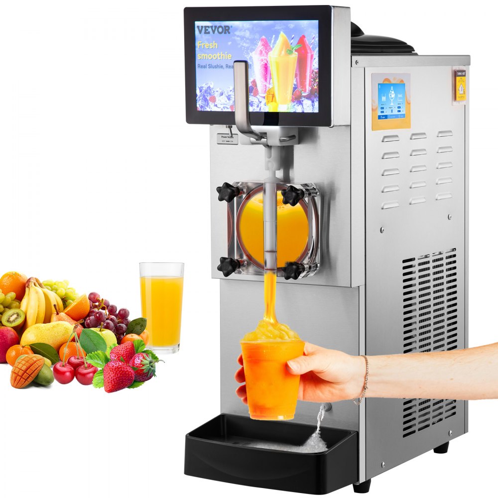 VEVOR Commercial Slushy Machine, 8L / 2.1 Gal Single Bowl, Cool and Freeze Modes, 1050W Stainless Steel Margarita Smoothie Frozen Drink Maker, Slushie Machine for Party Cafes Restaurants Bars Home - FBXXRJYSGMC8LI310V1