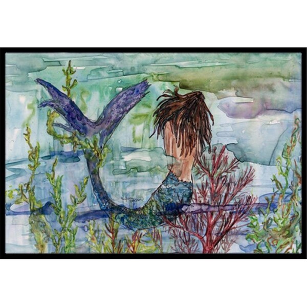 Jensendistributionservices Brunette Mermaid Coral Fantasy Indoor or Outdoor Mat, 18 x 27 in. - MI2557834