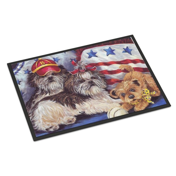 Jensendistributionservices 24 x 36 in. Shih Tzu Americana Sweethearts Indoor or Outdoor Mat - MI2553780