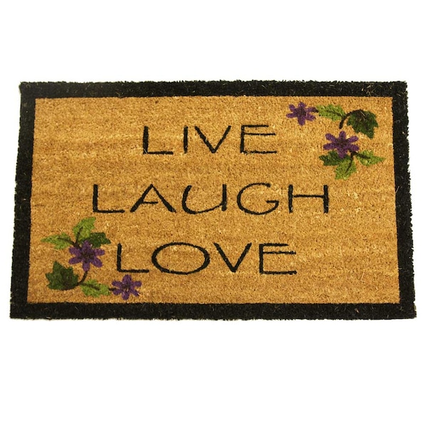 Rubber-Cal "Live, Laugh, Love" Novelty Contemporary Doormat, 18 x 30-Inch - 10-106-030