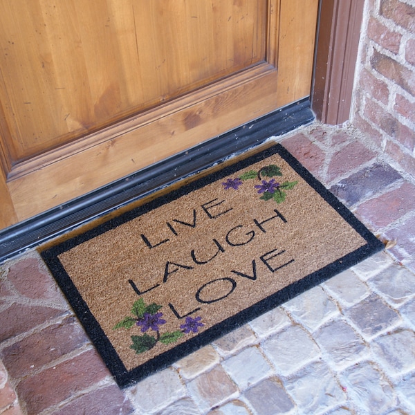 Rubber-Cal "Live, Laugh, Love" Novelty Contemporary Doormat, 18 x 30-Inch - 10-106-030