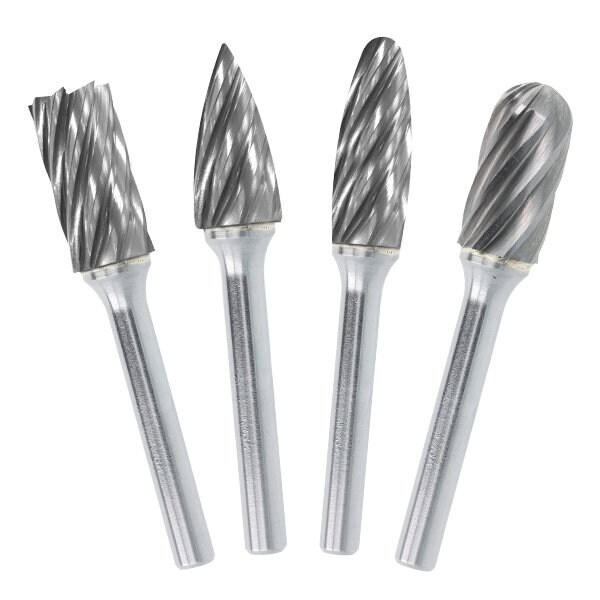 Holemaker Technology HMT Ali CutTCT Burr 4 Pc Set 6mm, Flame, Cylinder, Ball Nose, Tree - 4022-SET2