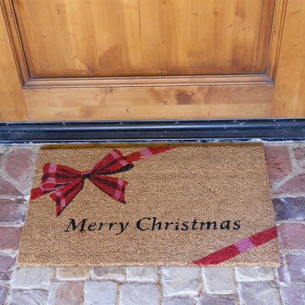 Rubber-Cal "A Gift! Merry Christmas Doormat" Decorative Floor Mat, 18 x 30-Inch - 10-106-052