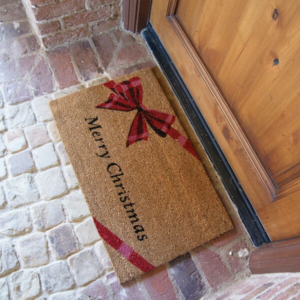 Rubber-Cal "A Gift! Merry Christmas Doormat" Decorative Floor Mat, 18 x 30-Inch - 10-106-052