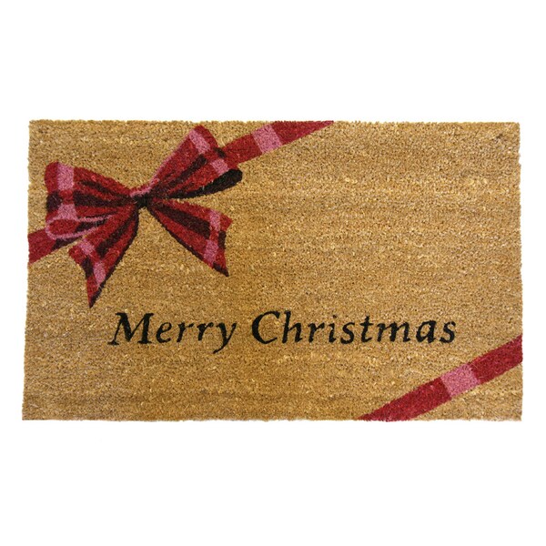 Rubber-Cal "A Gift! Merry Christmas Doormat" Decorative Floor Mat, 18 x 30-Inch - 10-106-052