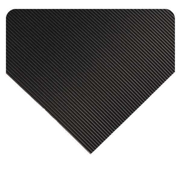 Wearwell Antifatigue Mat, 32 ft. L x 2 ft. W, 1/4" Thickness, Corrugated, Black - 702.14X2X32BK