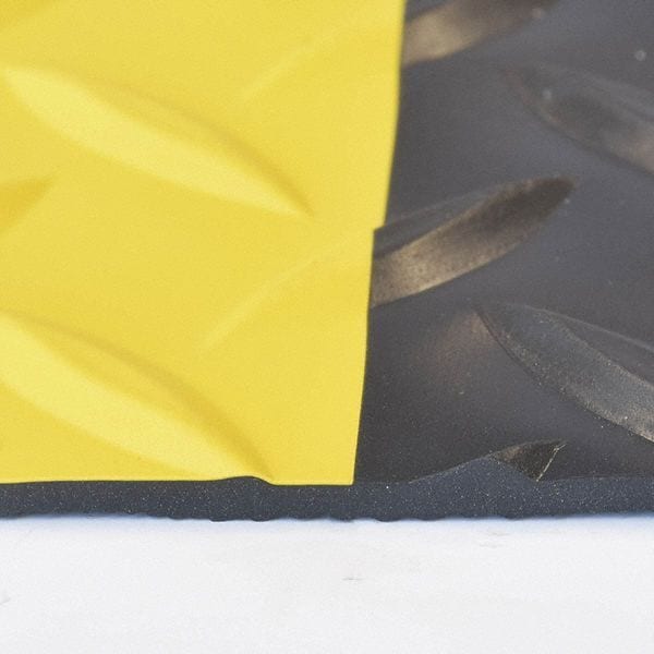 Notrax Antifatigue Mat, 75 ft. L x 2 ft. W, 1" Thickness, Vinyl, Diamond Plate, Black/Yellow - 979C0024YB