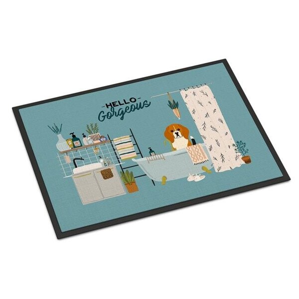 Carolines Treasures Carolines Treasures CK7462JMAT 24 x 36 in. Tricolor Beagle in Bathtub Indoor or Outdoor Mat - CK7462JMAT