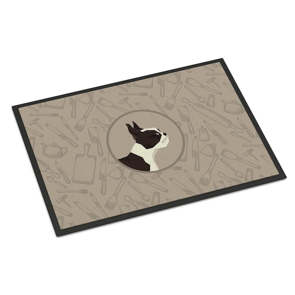 Carolines Treasures 18 x 27 in. Boston Terrier in the Kitchen Indoor or Outdoor Mat - CK2172MAT
