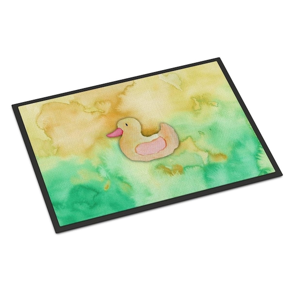 Carolines Treasures 18 x 27 in. Rubber Duckie Watercolor Indoor or Outdoor Mat - BB7351MAT