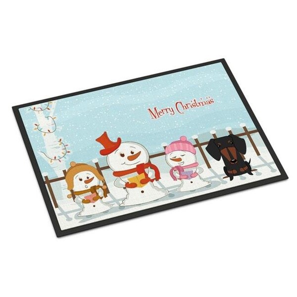 Carolines Treasures Carolines Treasures BB2463JMAT Merry Christmas Carolers Dachshund Black Tan Indoor or Outdoor Mat; 24 x 0.25 x 36 in. - BB2463JMAT