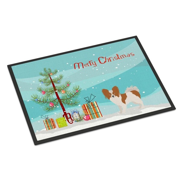 Carolines Treasures 24 x 36 in. Papillon Christmas Tree Indoor or Outdoor Mat - CK3476JMAT