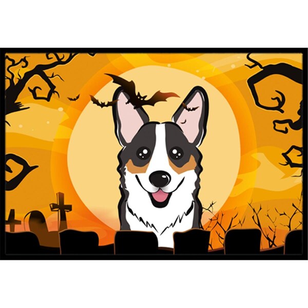 Carolines Treasures Halloween Tricolor Corgi Indoor and Outdoor Mat- 18 x 27 in. - BB1813MAT