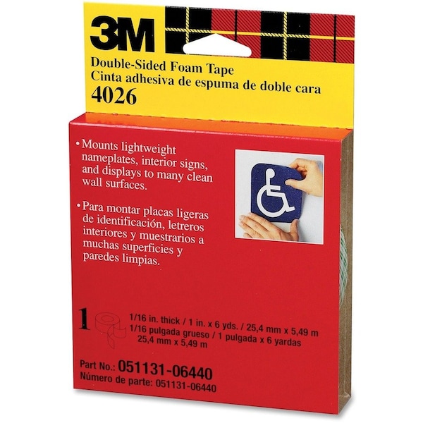 3M 3M 4026 Double Coated Foam Tape 2" x 8", White, 25PK - 4026