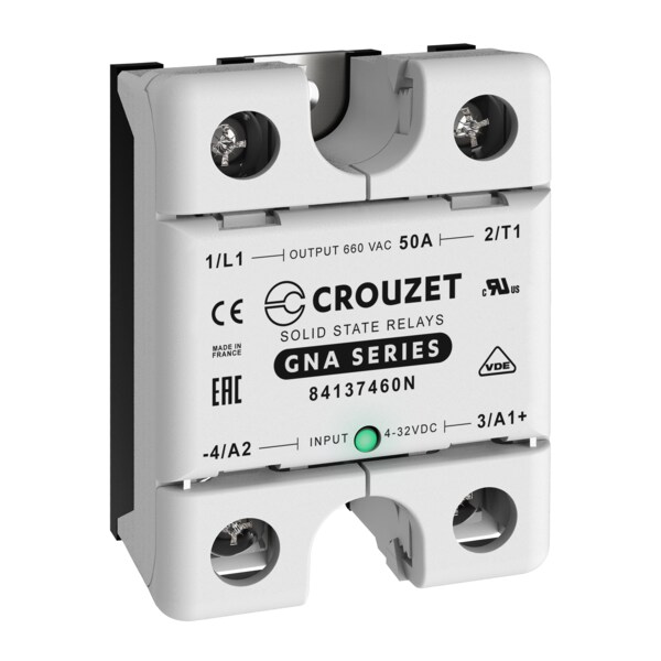 Crouzet SSR, 1 Fase, Montaje en Panel, 50A, EN 4-32 VDC, SALIDA 660 VAC, Cruce por Cero - 84137460N