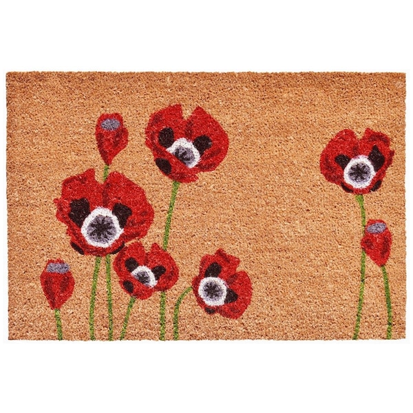 Configuracion 24 x 36 in. Red Poppies Rectangular Doormat Multi Color - CO2841987