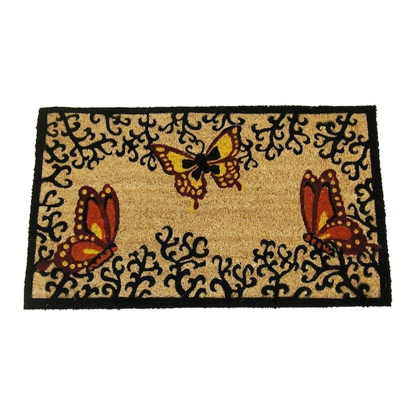 Dare2Decor 18 x 30 in. PVC Coir Flies on Vines Doormat - DA2582375