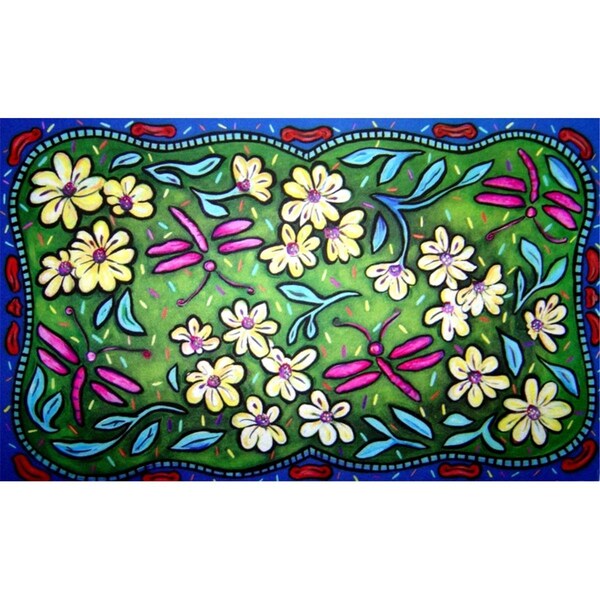 H2H Flowers & Dragonflies Doormat Rug - 18 x 30 in. - H21704861