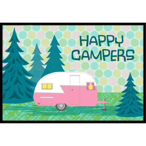Carolines Treasures Happy Campers Glamping Trailer Indoor or Outdoor Mat, 18 x 27 - CA78944