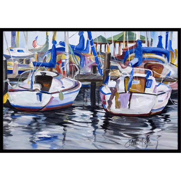 Carolines Treasures Sailboats Indoor and Outdoor Mat- 18 x 27 in. - JMK1054MAT