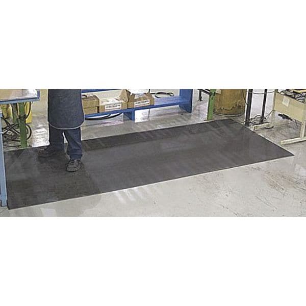 Notrax Antifatigue Mat, 12 ft. L x 3 ft. W, 3/8" Thickness, Closed Cell PVC Foam, Pebble, Black - 411S3312BL
