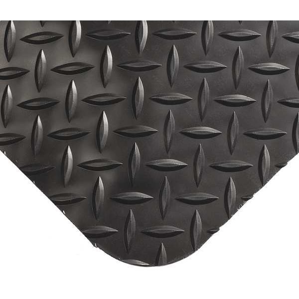 Wearwell Antifatigue Mat, 4 ft. L x 4 ft. W, 5/8" Thickness, Vinyl, Diamond Plate, Black - 497