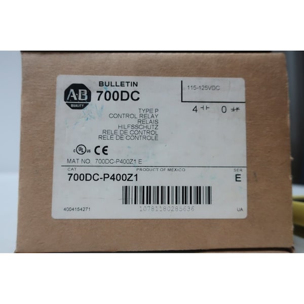 Relevador de control Allen Bradley TIPO P 115-125V-DC - 700DC-P400Z1