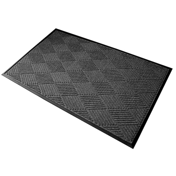 Rhino Mats Opus Entrance Mat, Polypropylene/Rubber, 3/8" Thick, Charcoal, 4 ft W x 6 ft L - OPUS-4872CH