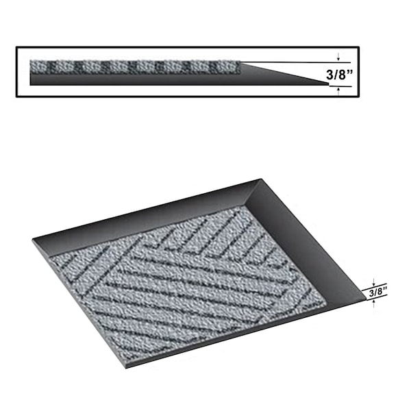 Rhino Mats Opus Entrance Mat, Polypropylene/Rubber, 3/8" Thick, Charcoal, 4 ft W x 6 ft L - OPUS-4872CH