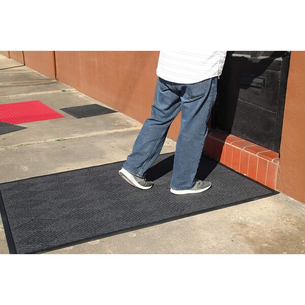 Rhino Mats Opus Entrance Mat, Polypropylene/Rubber, 3/8" Thick, Charcoal, 4 ft W x 6 ft L - OPUS-4872CH