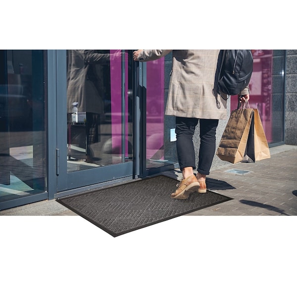 Rhino Mats Opus Entrance Mat, Polypropylene/Rubber, 3/8" Thick, Charcoal, 4 ft W x 6 ft L - OPUS-4872CH