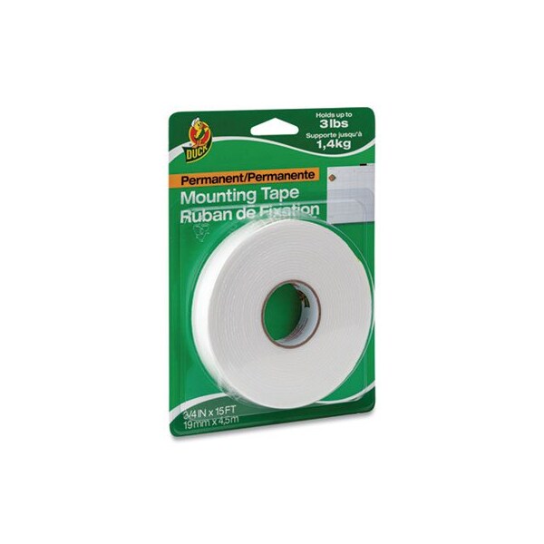 Shurtech Brands Duck, Permanent Foam Mounting Tape, 3/4in X 15ft, White - HU156