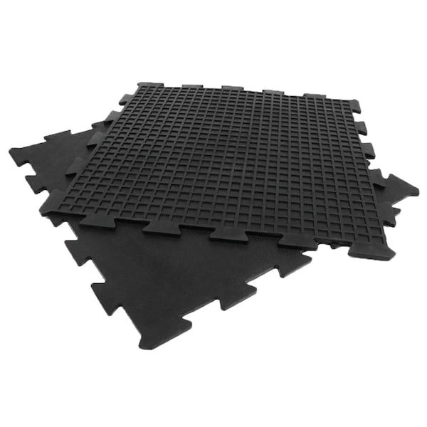 Rubber-Cal Armor-Lock Interlocking Rubber Mat, , PK4, 4 PK - 03-212-WBK-4