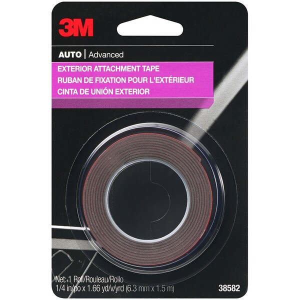 3M Automotive Tape, 1/4 in W, Foam - 38582