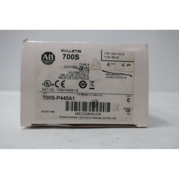 Allen Bradley RELÉ DE CONTROL 700S-P440A1 120V-AC - 700S-P440A1