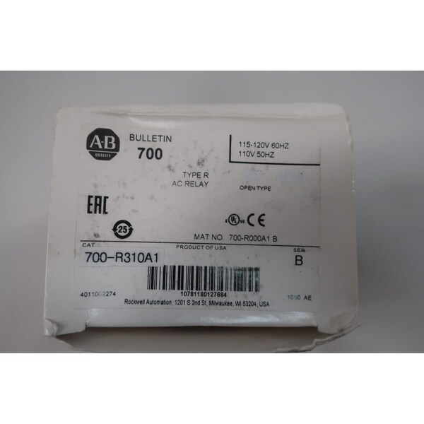 Relevador de control Allen Bradley 115-120V CA - 700-R310A1