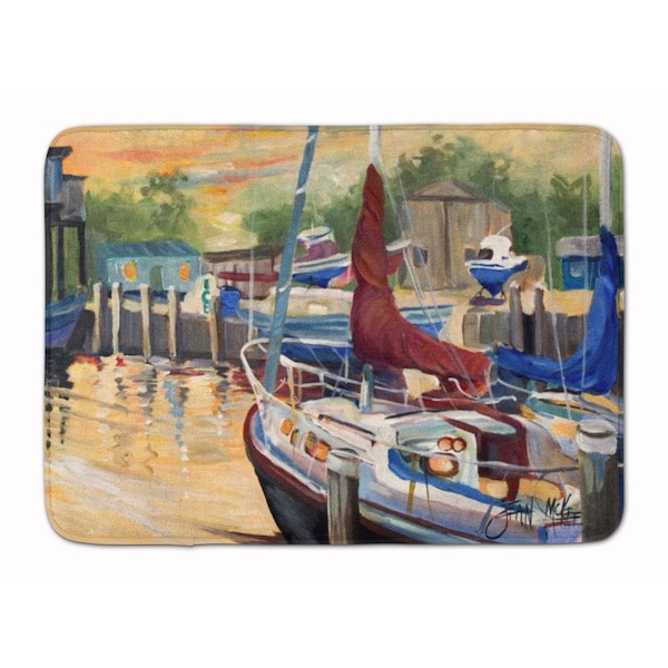 Carolines Treasures New Sunset Bay Sailboat Machine Washable Memory Foam Mat - JMK1083RUG