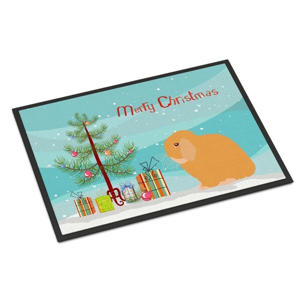 Carolines Treasures Holland Lop Rabbit Christmas Indoor or Outdoor Mat, 18 x 27 in. - BB9335MAT