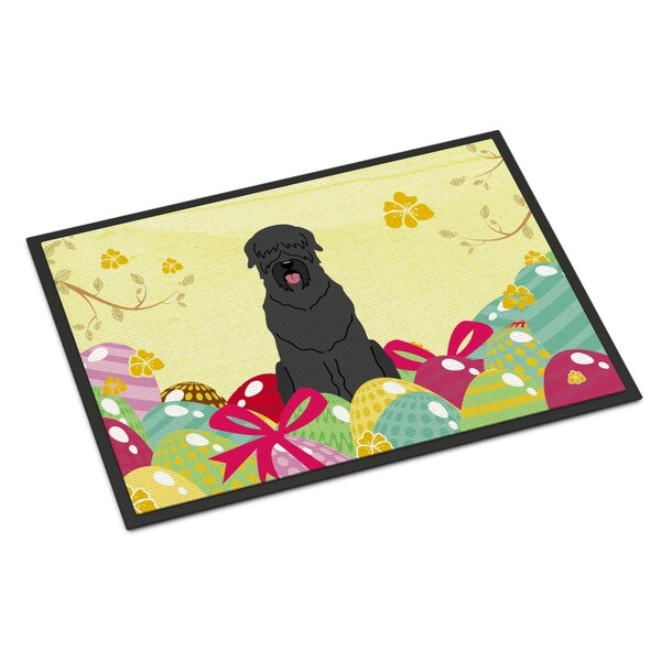 Carolines Treasures 18 x 27 in. Easter Eggs Black Russian Terrier Indoor or Outdoor Mat - BB6026MAT