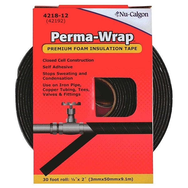 Nu-Calgon Foam Tape, 2 in W, 30 ft L, 1/8 in, Foam - 4218-12